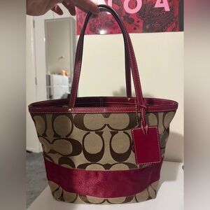 Coach Vintage Legacy Red Stripe Signature Cs Tote Shoulder Bag 2006
